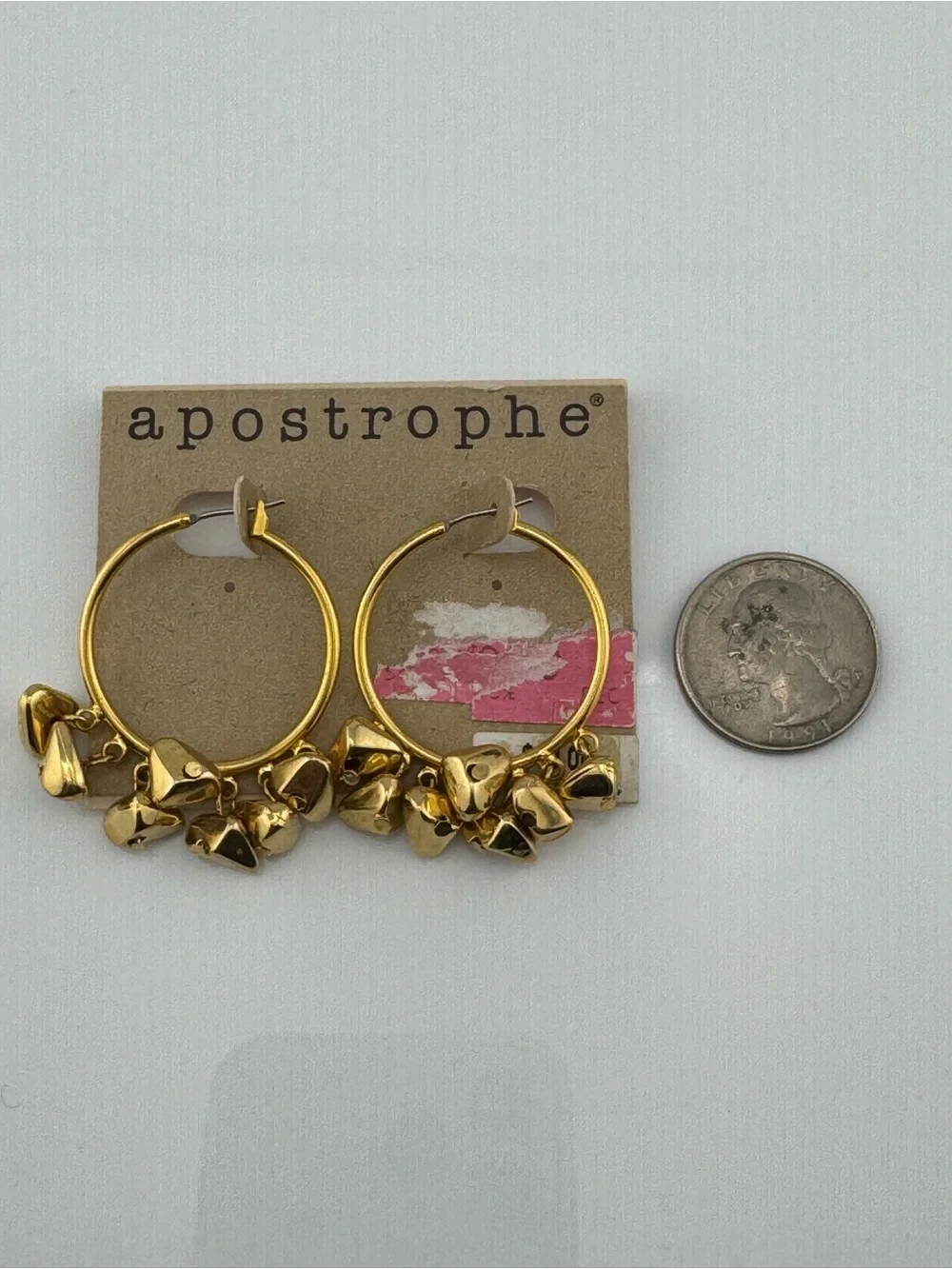 Apostrophe Gold Tone Hoop Earrings‎ Chunky Bead Dangle Y2K Statement 90s jewelry
